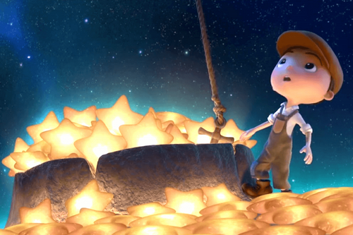 lille dreng på månen