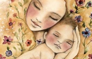 Min baby sover kun i mine arme