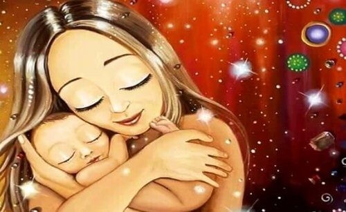 mor krammer sin baby