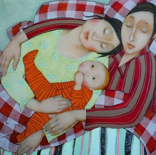 Glad familie maleri