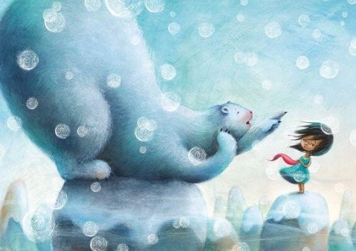 pige takker isbjørn