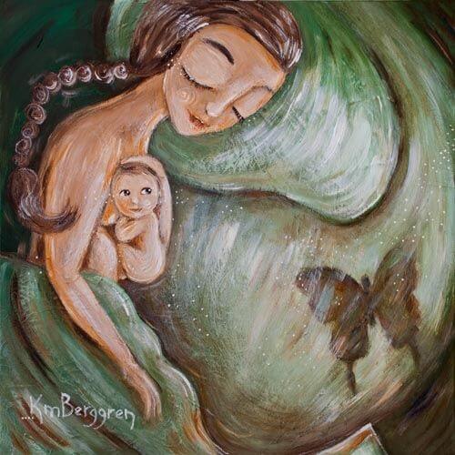 Tegneserie af mor og barn