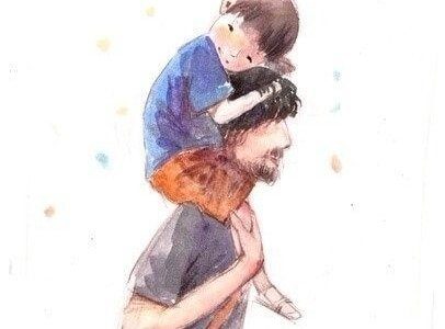 Far med søn på skuldrene