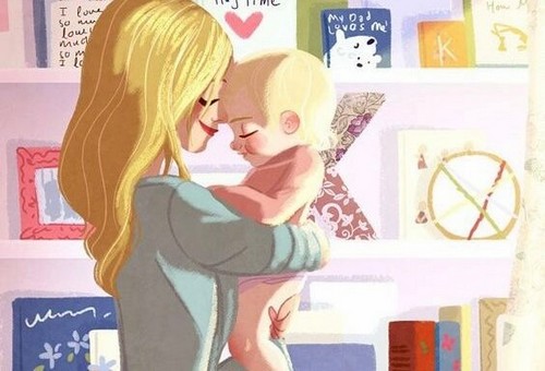 mor og baby krammer hinanden