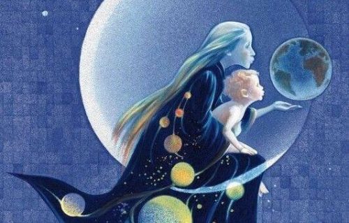 Mor og baby mod månen