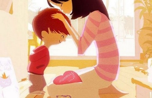 mor viser kærlige følelser over for søn