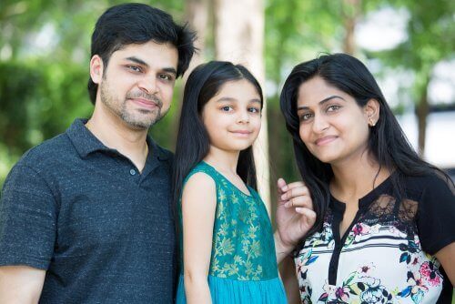familie på 3
